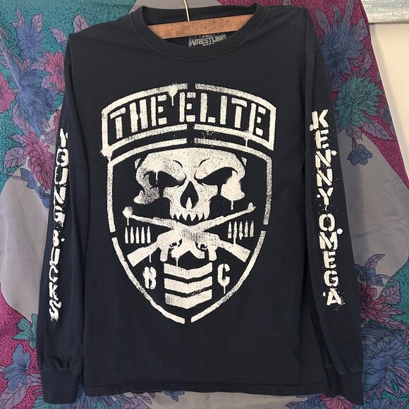 pro wrestling small skull graphic shirt black - Picture 1 of 3